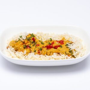 Filetti di pollo al curry con riso basmati