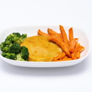 Burger di verdure con patate dolci e broccoli